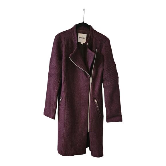 BB Dakota Womens XS Wool Blend Coat Burgundy Zip Closure Zip Pockets Band Collar - Picture 2 of 8